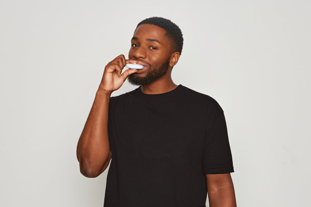 icy bear model using teeth whitening kit